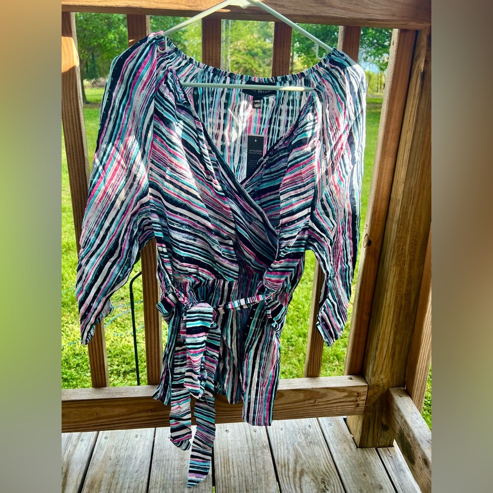 Lane Bryant Plus Size Surplice Neck Belted Top Size 14/16